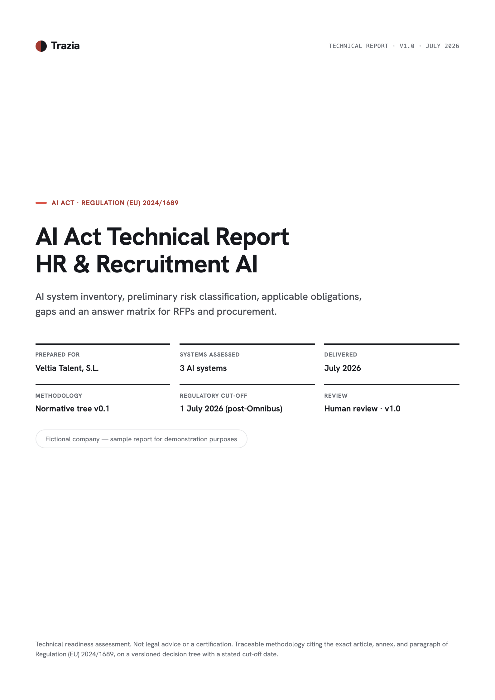 Open the sample report — Technical report · fictional case